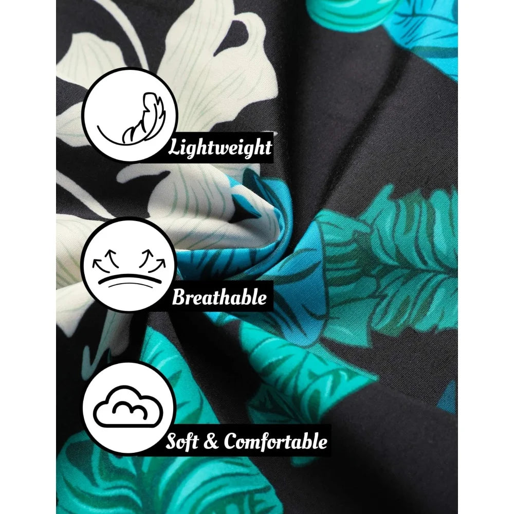 Men's Summer Shirt Vintage Patchwork Printed Button Lapel Short Sleeve Shirt Tropical Vacation T Shirt Fashion Soft Men Clothing