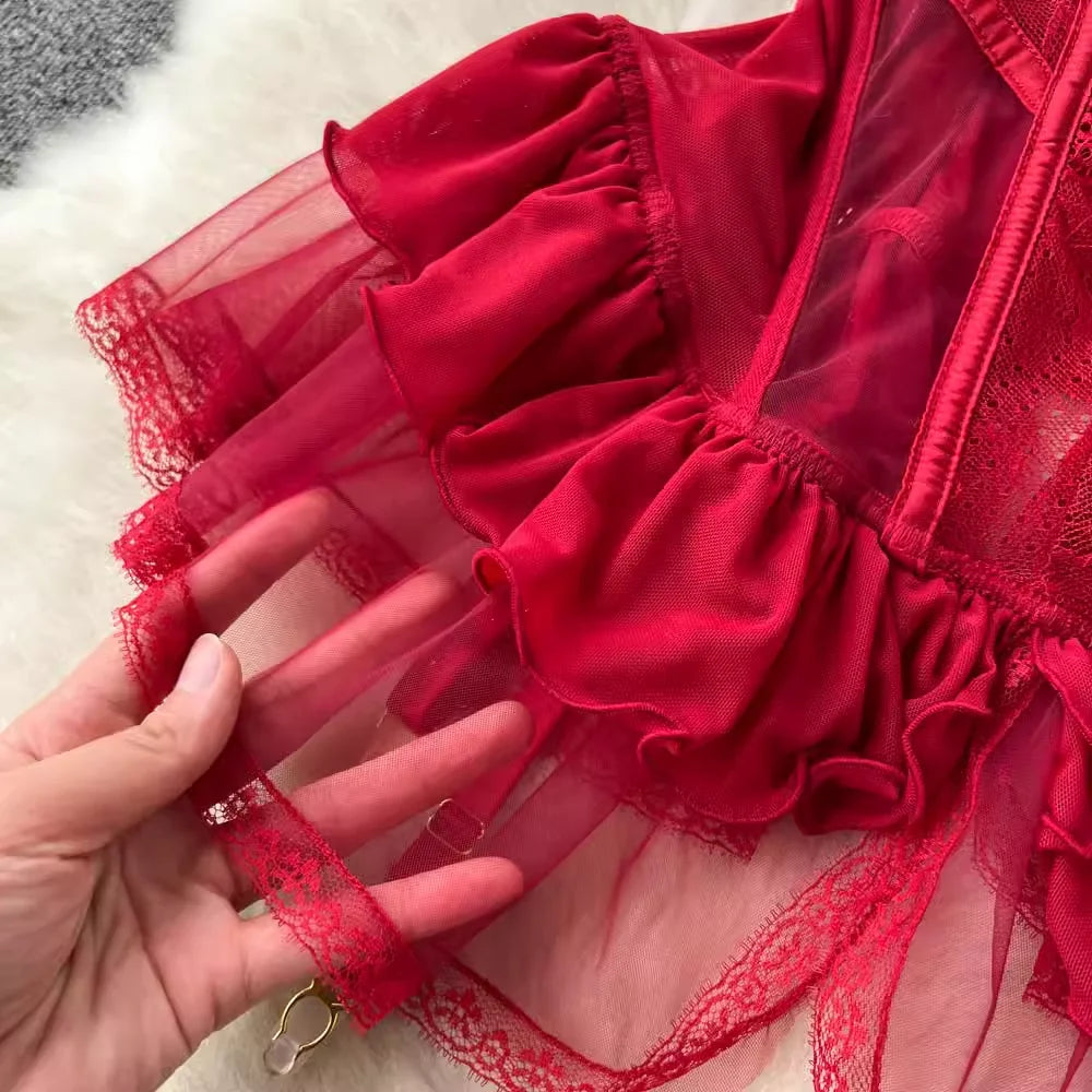 Lace Sexy Underwear Suits Women Transparent Strapless Camis Bra $ Brief Suits Fashion Retro Short Summer Bra Sets