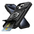 Military Quality Case for iPhone 11 13 14 15 16 Pro Max Magnetic Rotated Ring Kickstand Heavy Duty Drop Protection Wallet Cover
