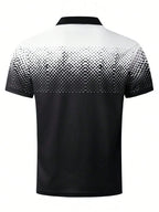 The 2025 summer new men's short-sleeved POLO shirt features a casual and fashionable 3D black dot pattern print
