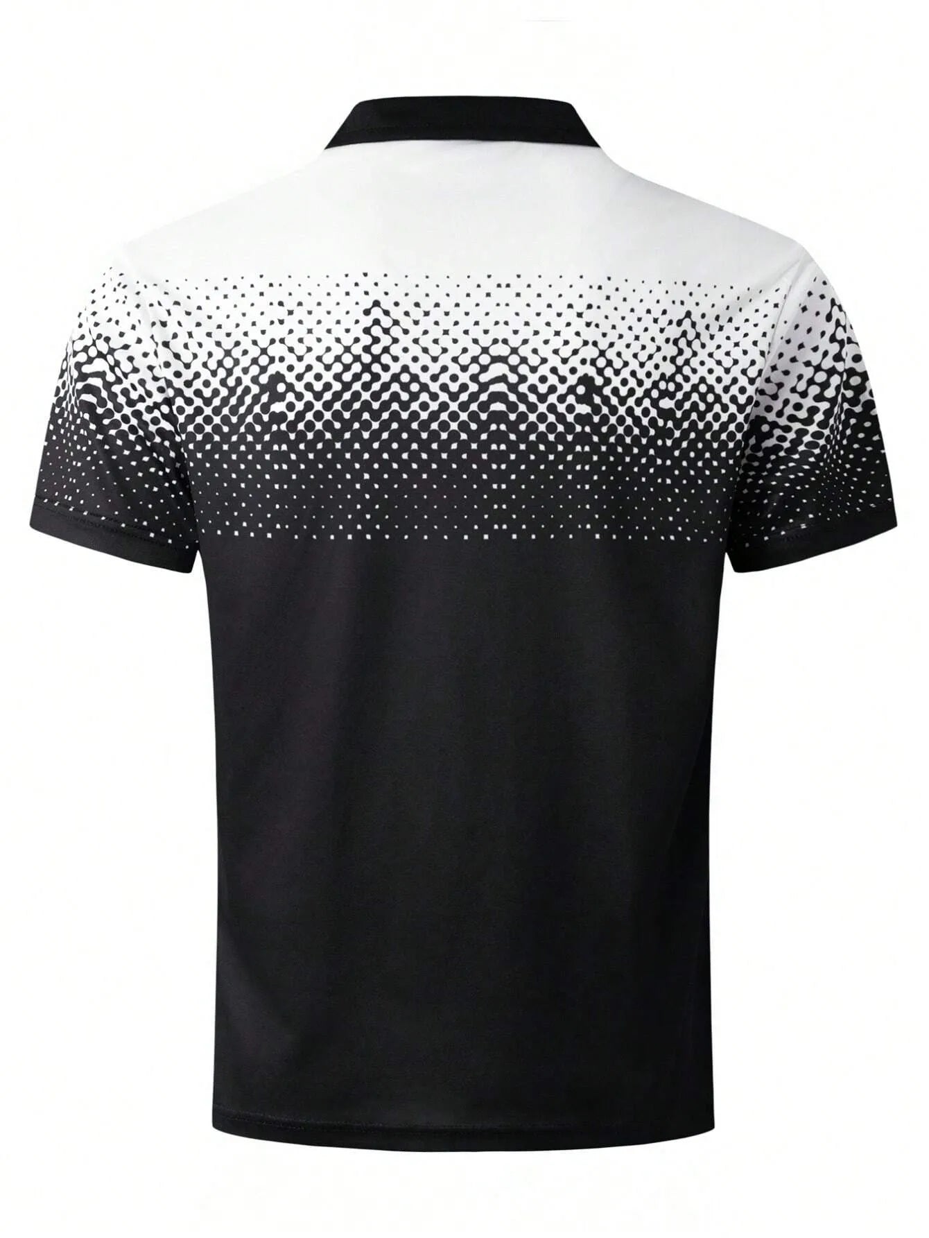The 2025 summer new men's short-sleeved POLO shirt features a casual and fashionable 3D black dot pattern print