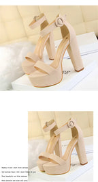 New Fashion Simple Comfort Women Platform High Heels Sandals Summer Peep Toe Party Wedding Pumps Buckle Slimming Shoes