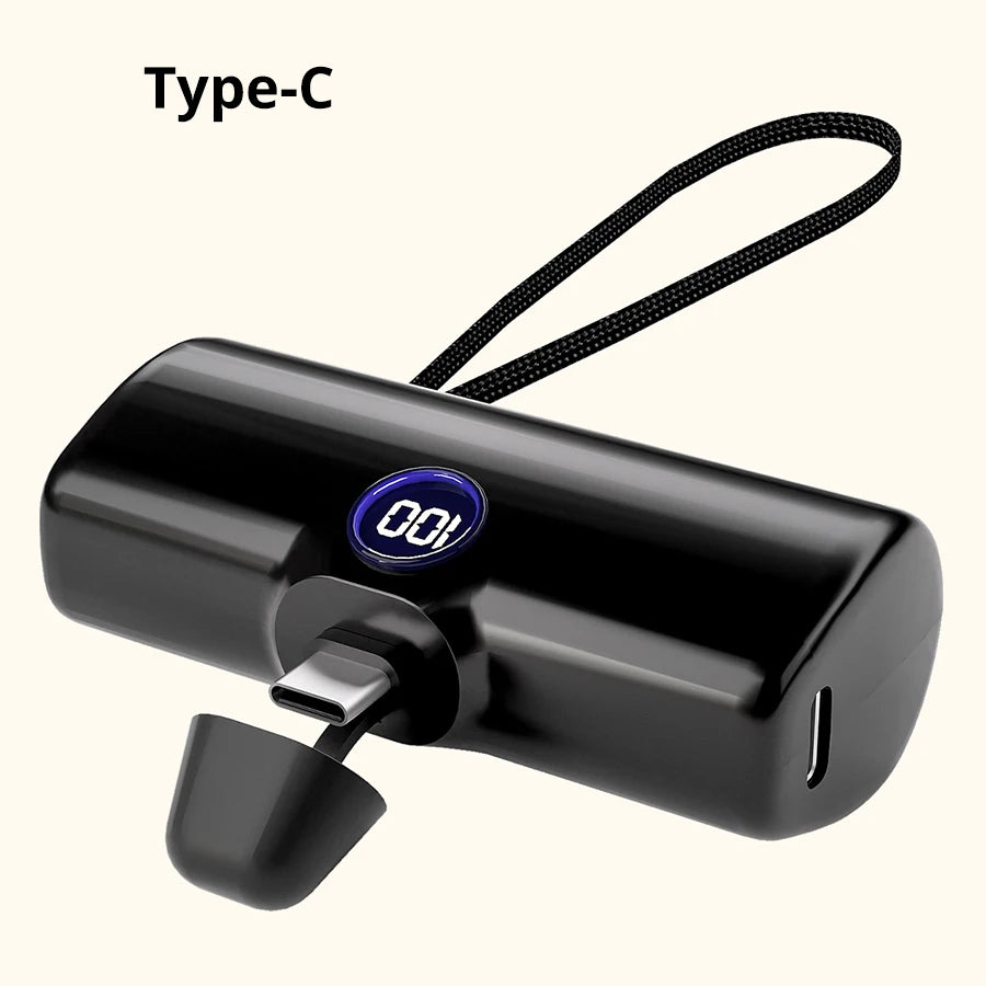 Fast Charging Power Bank Portable Charger External Battery for iPhone Samsung Huawei Xiaomi HONOR 5000mAh Type C or Lightning