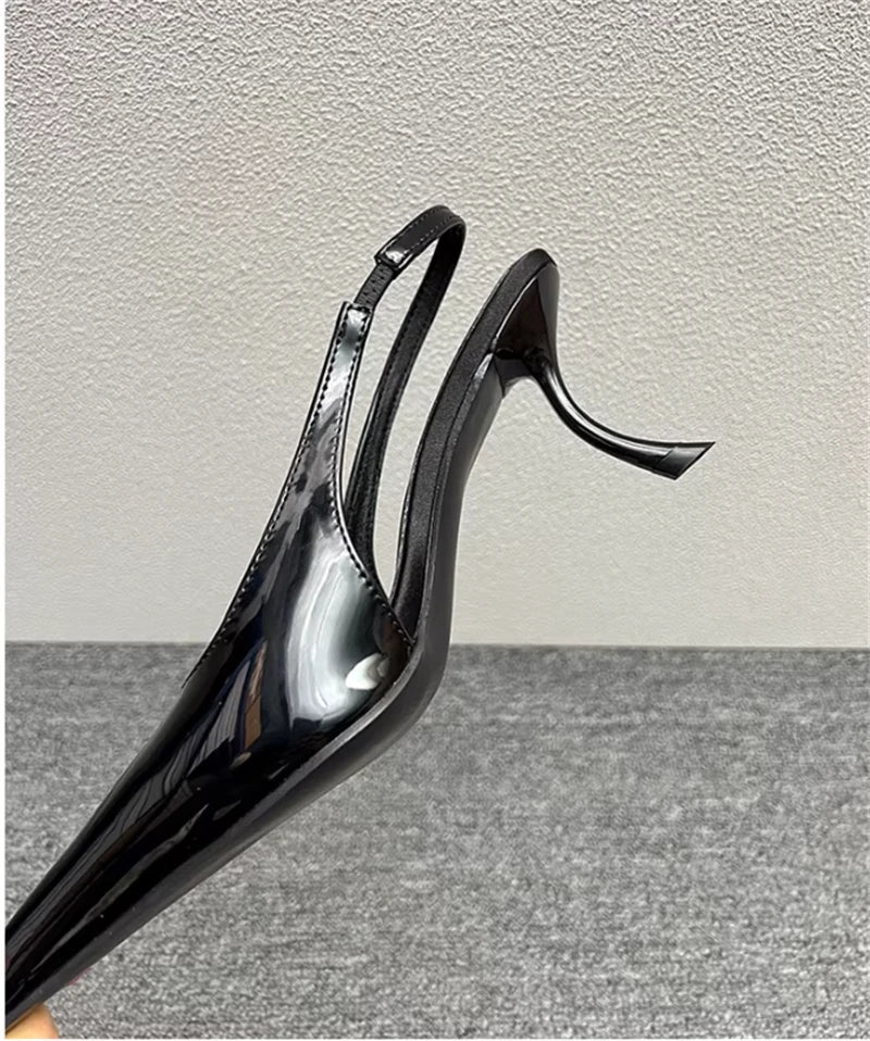 Women's Designer Heels Patent Leather Pointed Toe Sculptural Thin High Heels Sandals Pumps Runway Chic Luxury Party Dress Shoes