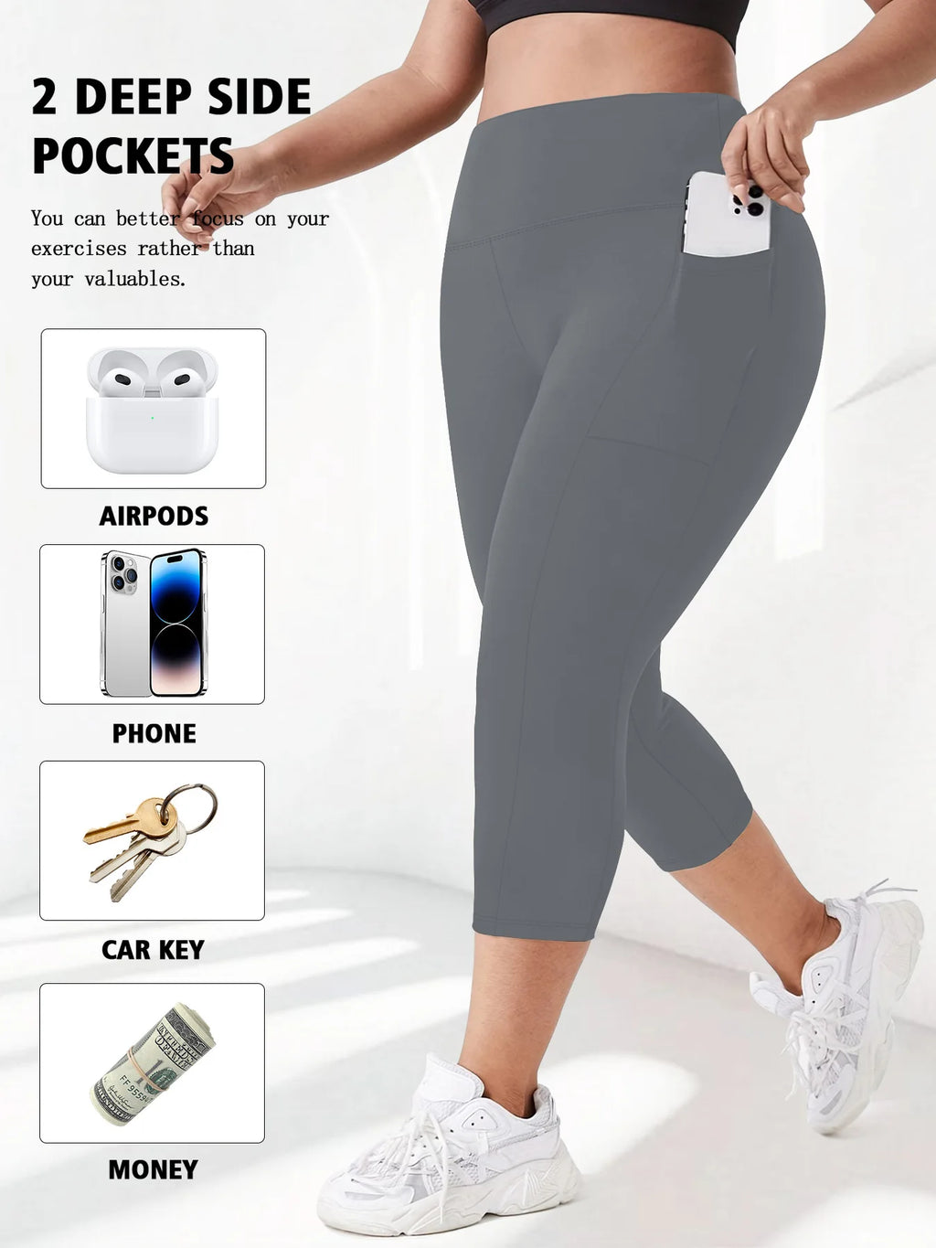 Women High Waist Plus Size 7/8 Yoga Leggings with Pockets Milk Silk Breathable Sport Women's pantss Base Leggings for Fitness
