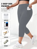 Women High Waist Plus Size 7/8 Yoga Leggings with Pockets Milk Silk Breathable Sport Women's pantss Base Leggings for Fitness