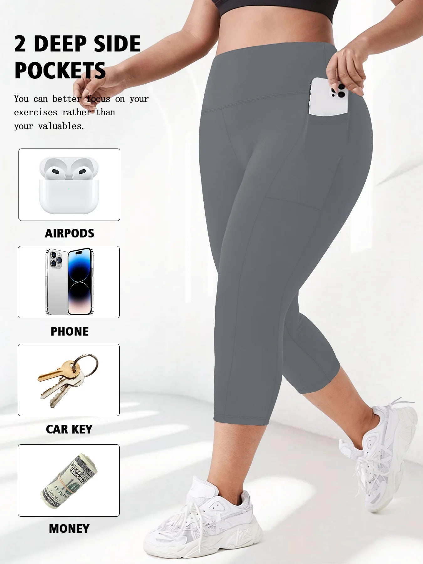 Women High Waist Plus Size 7/8 Yoga Leggings with Pockets Milk Silk Breathable Sport Women's pantss Base Leggings for Fitness