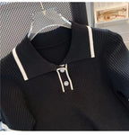 Ice silk knitted short sleeved T-shirt for women's summer 2024 new fashionable and stylish polo shirt top