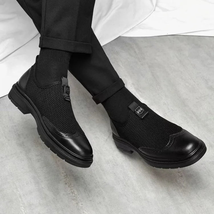 2026 New Men's Soft Leather Shoes Sandals Business British Style Groom Wedding Suit Perforated Breathable Anti-Slip