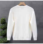 Korean Style Men's Sweater Vertical Stripes Round Neck Pullovers High Quality Inner Soft Knitted Fashion Versatile Undershirt
