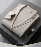 100% Pure Wool Cardigan Men's Spring And Autumn High-End Outerwear Sweater Casual Small Suit Jacket Olive Collar Sweater
