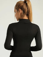 Fitness jacket, women's tight quick-drying top, 2025 autumn edition, long-sleeved sun-protective stand-up collar, sports Pilates