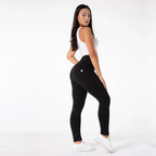 Shascullfites High-Waisted Women's Fitness Pants Korean Style Casual Skinny Stretch Zipper Joggers Black Leggings for Women