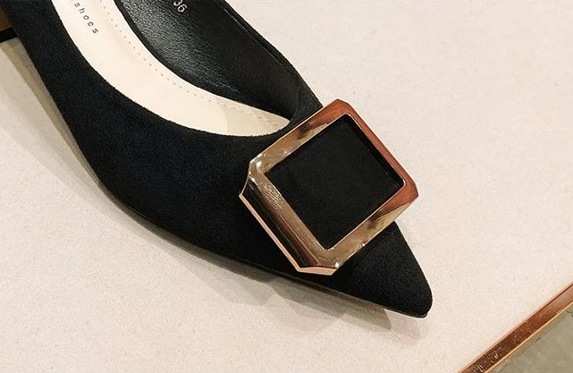 Ladies Summer Footwear Office Shoes for Women 2025 with Medium Heels Black Square Pointed Toe Stylish Chic Point Lastest Casual