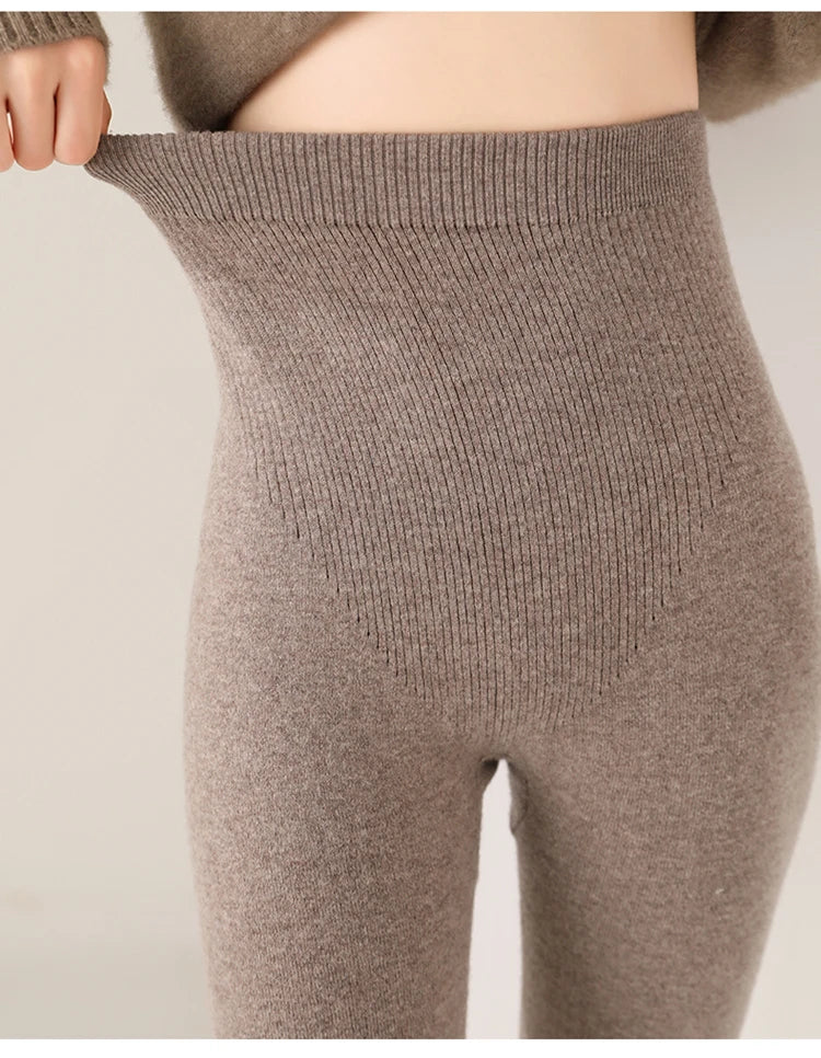 Fall/Winter 100% Pure Wool Knitted Pants Are Slim And Warm Wear Wool Pants Inside And Outside Tight Elastic Leggings