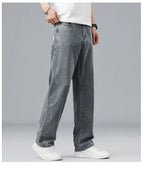 2026 New Summer Ultra-thin Lyocell Men's Jeans Drape Soft Fabric Loose Straight Casual Denim Pant Elastic Ice Silk Male Trousers