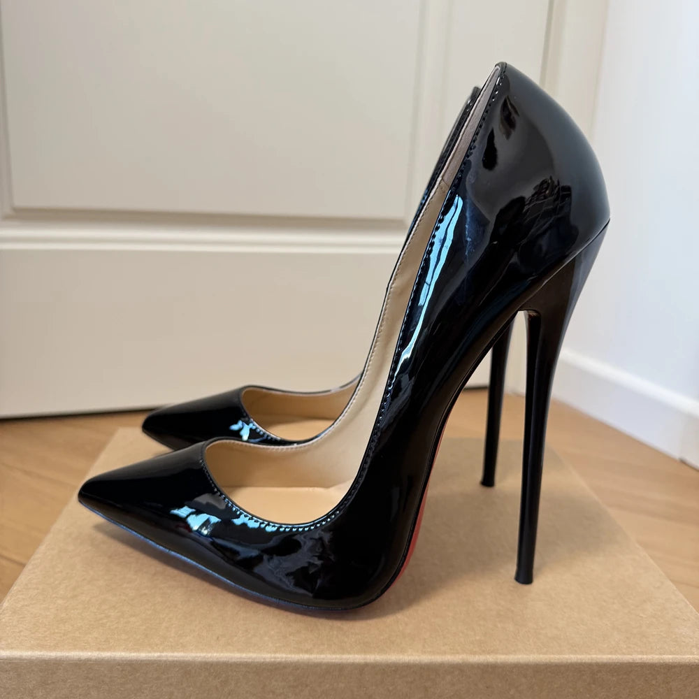 Customize 16CM Extreme High Heels Black Patent Pointed toe Unisex Design Man Slip on Show Pumps Pole Dancing Crossdress Shoes