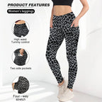 High Waist Plush Leggings Warm Leopard Print Yoga Pants Milk Silk Bare-Feel Leggings for Spring/Autumn