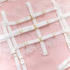 New Eyelash Lace 5-Piece Lingerie Set for Women with Underwire Bra Waistband  Garter Belt Leg Rings Gloves Sexy Comfortable