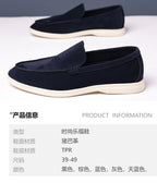 Mens Suede Slip On Loafers Comfortable Lightweight Casual Shoes With White Sole For Daily Wear And Driving Retro Style Simple
