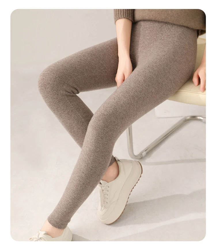 Fall/Winter 100% Pure Wool Knitted Pants Are Slim And Warm Wear Wool Pants Inside And Outside Tight Elastic Leggings