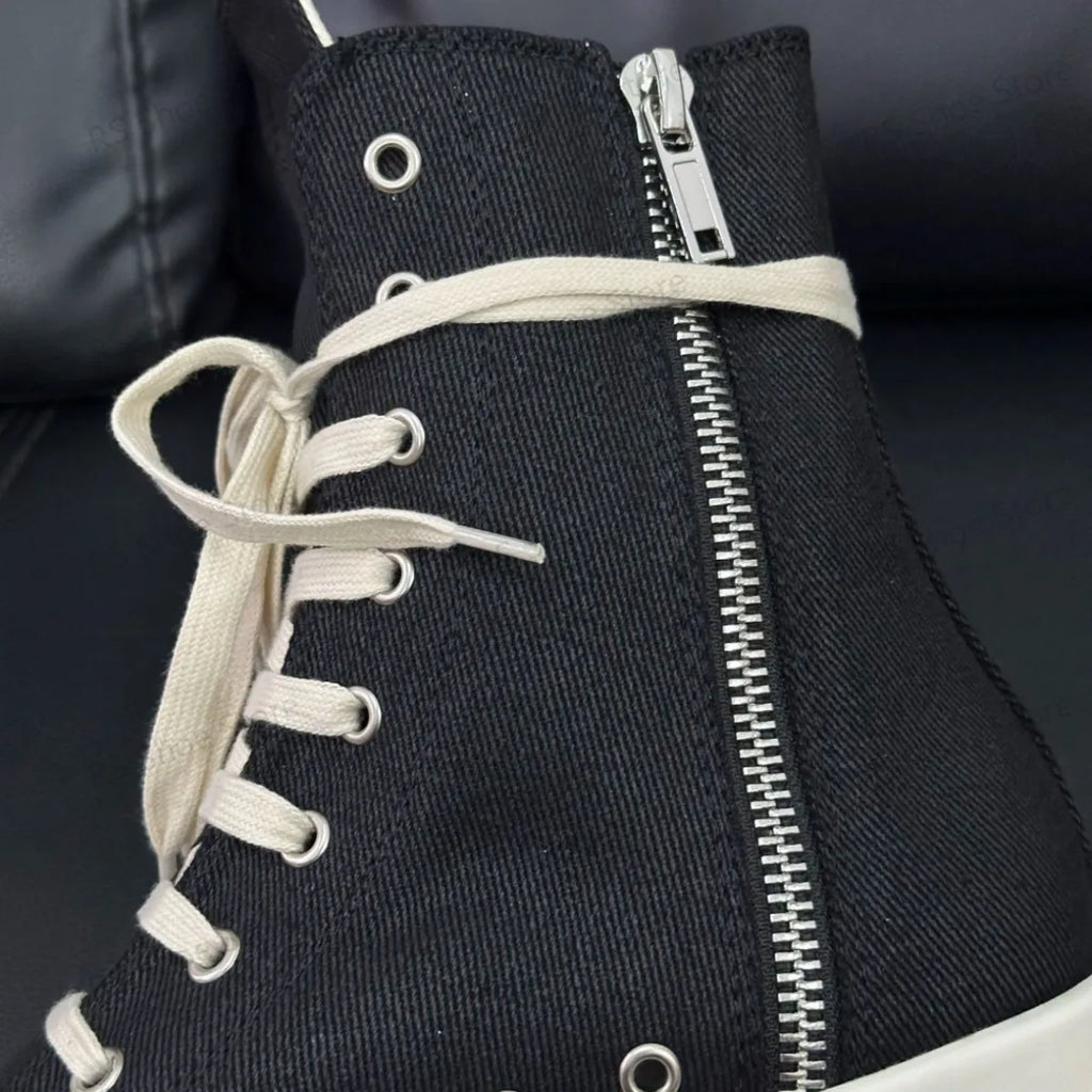 Ro Classic Design Black Canvas Boot High Top Shoe Men Casual Shoes Luxury Zipper Women Sneaker s Ankle Boots Sneakers