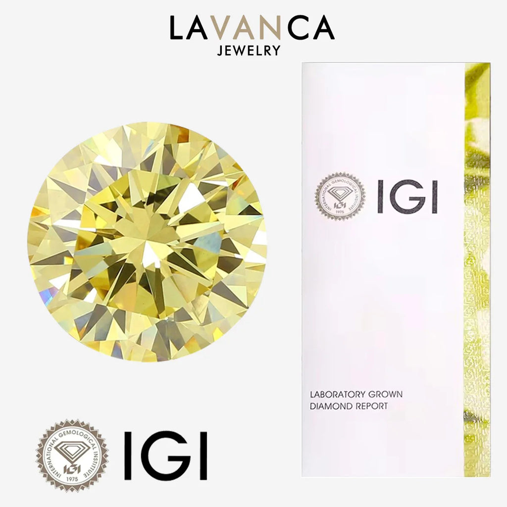 1.0-2.0ct Yellow Round Cut Lab Created Diamonds VS1/VS2 Fancy Yellow Lab Grown Diamond For Custom Jewelry IGI Certificate