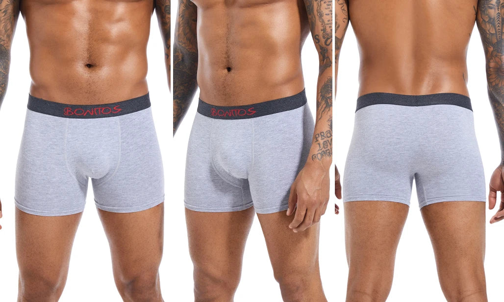 5pcs Men's Panties Cotton Boxer Briefs Letter Elastic Band Men Underpants Classic Solid Color Boxers Underwear For Man BONITOS