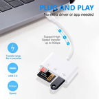 OTG 3 in 1 TF SD Card Reader Data Transmission Splitter Camera Reader Adapter for iPhone 15 14 13 12 11 XR Pro Max XR Android