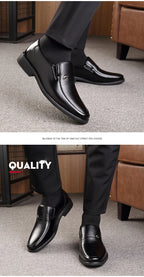 Men's Breathable Hollow Out Elevator Dress Leather Shoes Spring Summer 6cm Height Increase Business Slip-On Formal Office Shoes