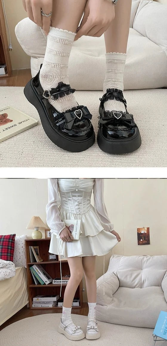 2025 New Fashion Buckle Women's Pumps Spring Autumn Mary Jane Solid Butterfly Knot Platform Casual Round Toe Ladies Shoes