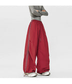 American Striped Quick - Drying Relaxed Pants for Men, Straight - Leg Wide - Leg Cargo Design Streetwear Couple's Work Trousers