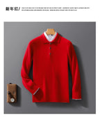 Autumn And Winter New 100 Pure Wool Sweater Men's POLO Collar Button Loose Pullover Sweater Cashmere Knitted Bottoming Shirt