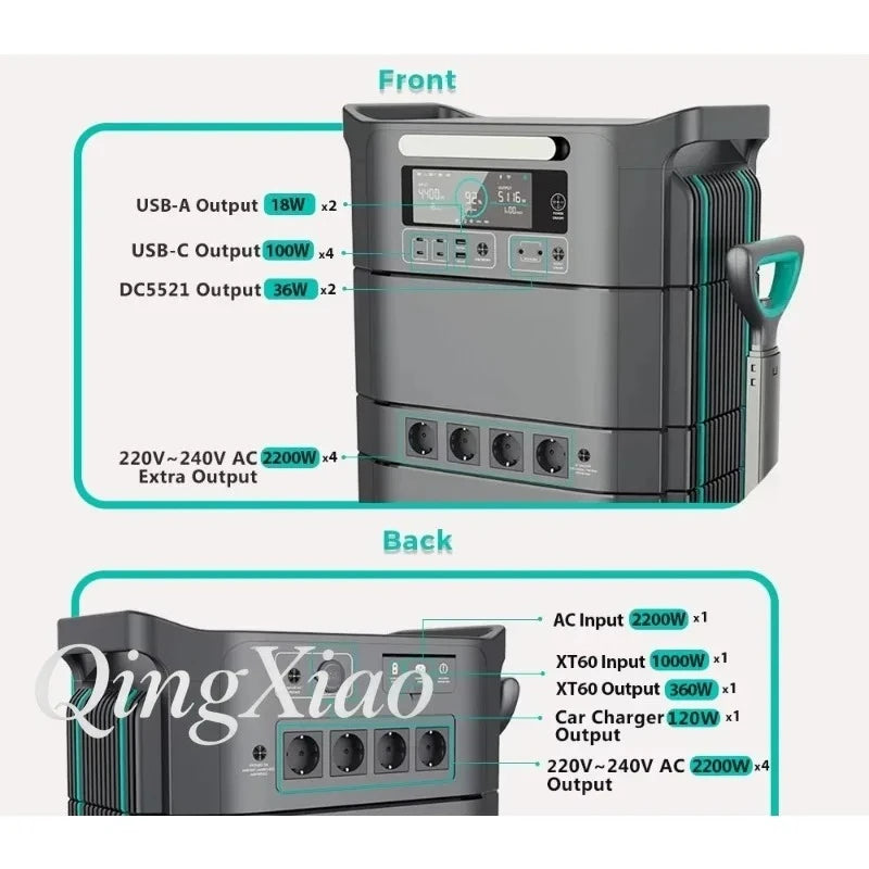 Portable Power Station With Lifepo4 Battery Large Capacity Solar Generator For Home Backup Outdoor Camping And Emergency Use