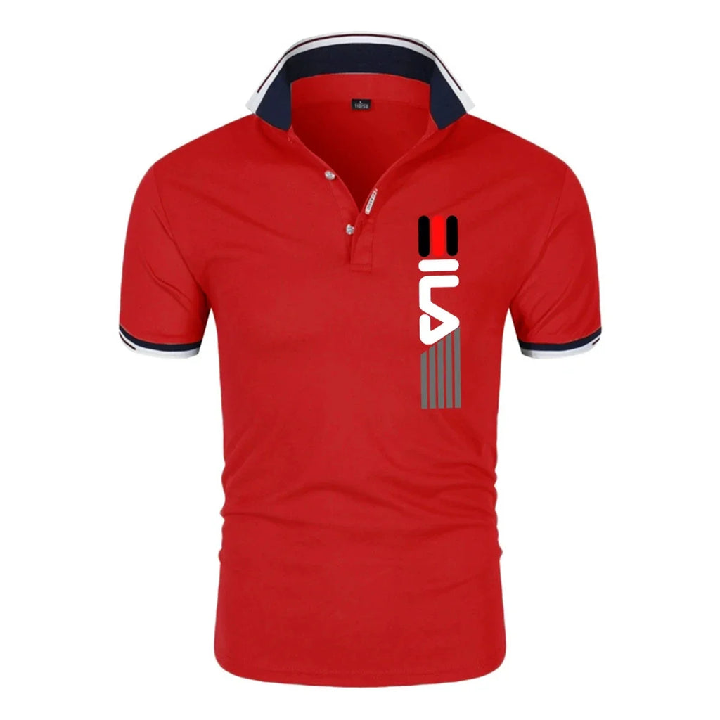 Summer New Men's Lapel  Polo Shirt printing  Short Sleeve Casual Business Fashion Slim Fit Polo Shirt for Men