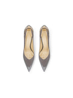 French style gray patent leather patchwork design with a sense of autumn new style pointed toe slim heel high heels for women