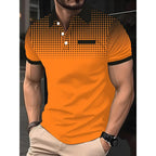 Summer men's Lapel short-sleeved T-shirt, Contrasting Polka Dot Shirt Polo Sport Golf Business Thin Polo