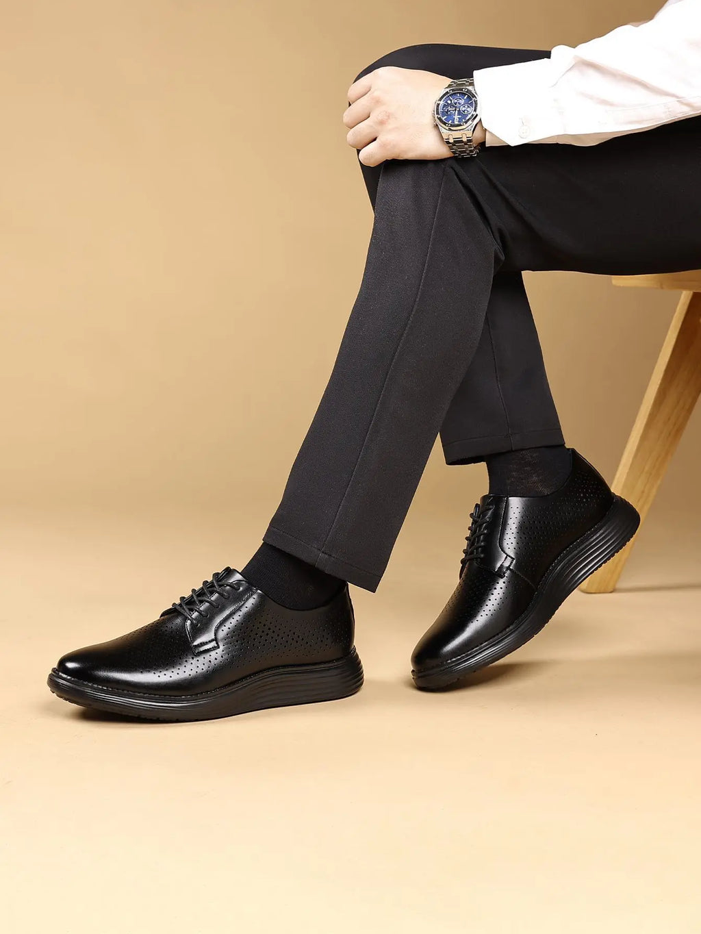 Men's Business Casual Leather Shoes Breathable Hollow Design Spring Summer Formal Shoes Comfortable Spring Summer Leather Footwe