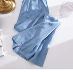 Plus Size Loose Fit Ice Silk Jeans Casual Yoga Demin Pants Women's Summer Trendy Brand Thin Wide Leg Pants Feel Comfortable