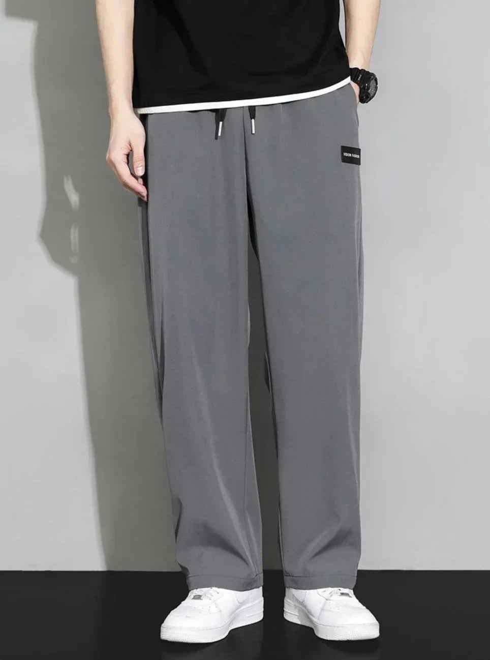 Trousers Straight Plain Wide Leg Draped Thin Male Sports Pants Summer Sport Slacks Xxl Jogger Big Tall Man Men's Sweatpants