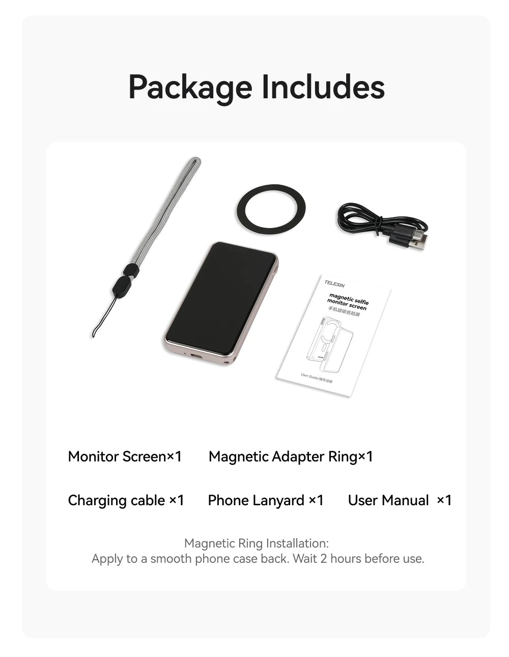 TELESIN Magnetic Phone Selfie Monitor Screen Vlog Selfie For iPhone Android Iphone Wireless Remote for MagSafe ZOOM Control