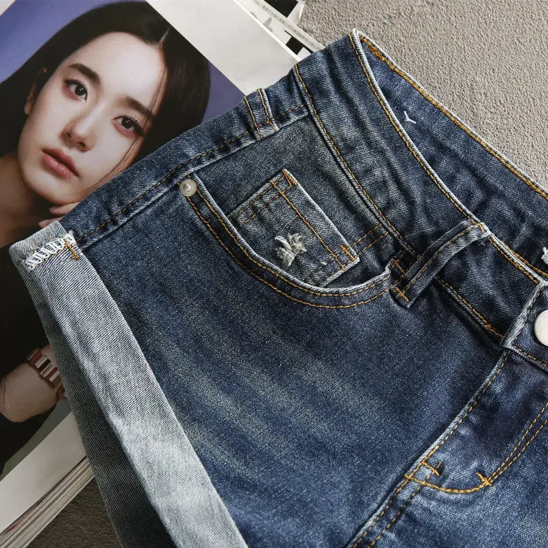 Low Waist Y2k Shorts Denim Slim Stretch Hip Sexy Super Short 2026 Summer Micro Mini Curled Booty Shorts