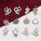 10pcs Mix Gothic Charms Pendants Crystal Glass Heart Dangle Charms Hang Ornament for DIY Keychain Necklace Jewelry Making