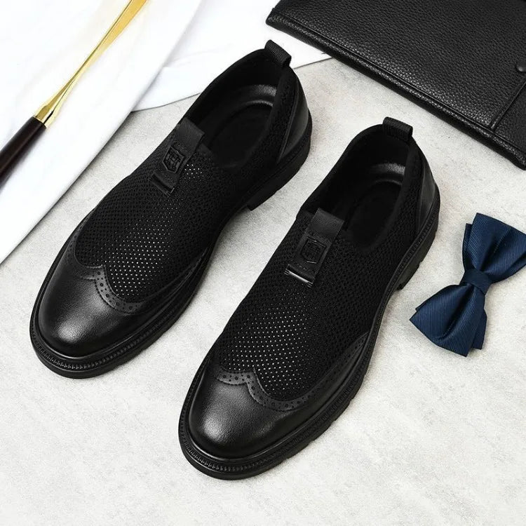 2026 New Men's Soft Leather Shoes Sandals Business British Style Groom Wedding Suit Perforated Breathable Anti-Slip