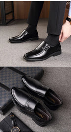 Men's Breathable Hollow Out Elevator Dress Leather Shoes Spring Summer 6cm Height Increase Business Slip-On Formal Office Shoes