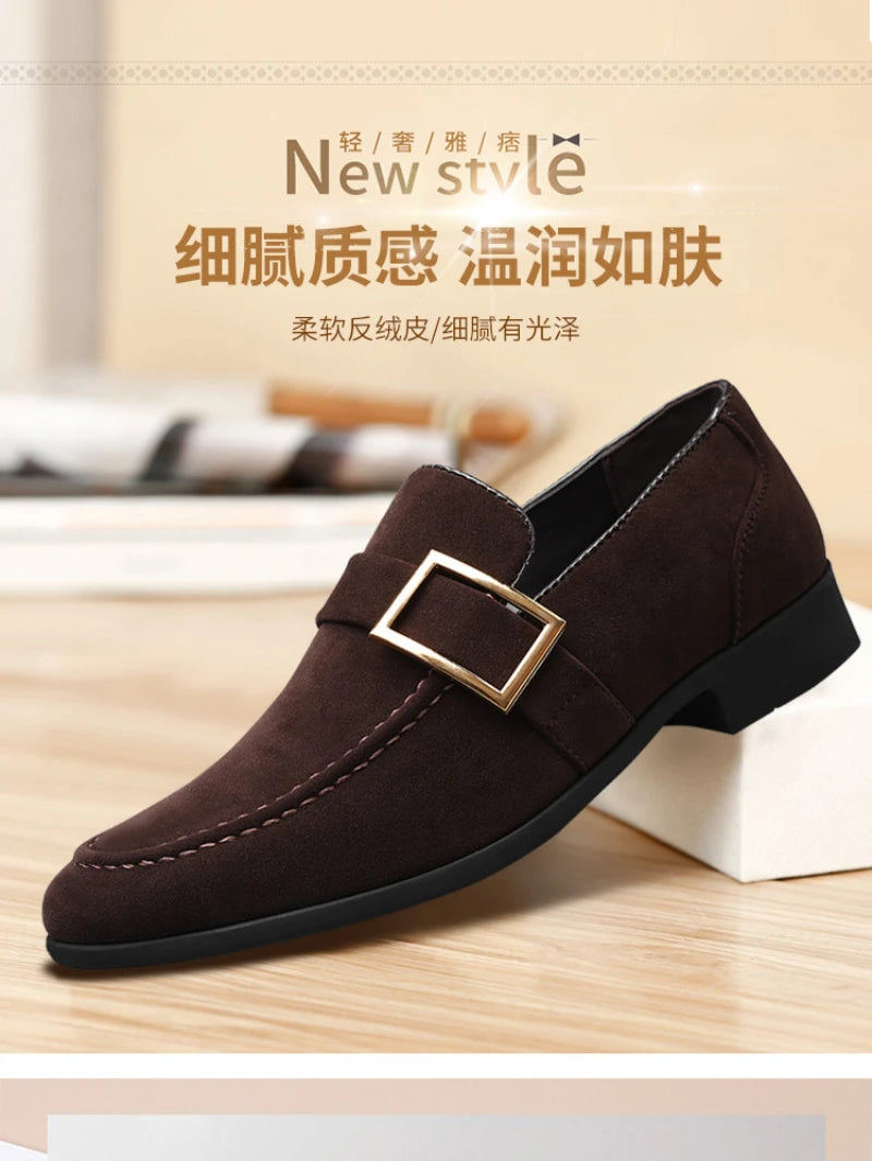 Mens Fashion Black Leather Shoes Autumn British Style Formal Business Footwear Low Top Commute Style Dress Shoes For Suits