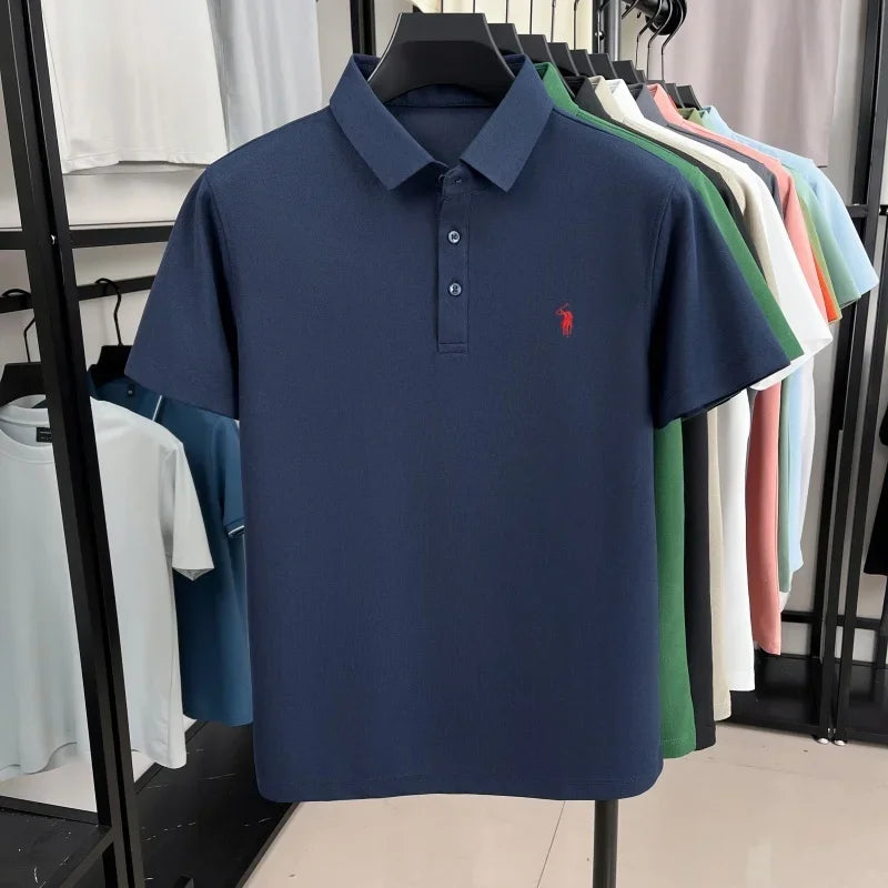Luxury brand pony embroidered short sleeve men's polo shirt new business casual breathable summer comfort high-end Paul T-shirt