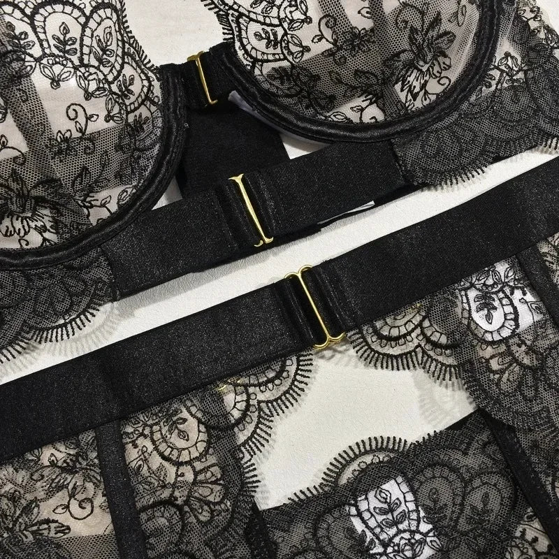 Tornova 2-piece Sexy Lingerie Set G-string Transparent Underwear Lolita Romantic Lingeries Set Sexy Bra Panties Sets Lingerie