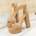 New Fashion Simple Comfort Women Platform High Heels Sandals Summer Peep Toe Party Wedding Pumps Buckle Slimming Shoes