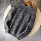 Wool Men Pullover Autumn Winter Thickening Warm Knitting Sweater Round Neck Raglan Sleeve Solid Long-Sleeve Casual Woolen Tops